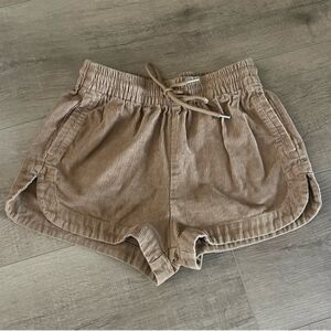 Rhythm Corduroy Shorts Women 4/Small Brown Elastic Waist Pockets Cotton EUC